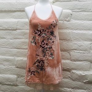 Chelsea & Violet Blush Velvet Floral Dress